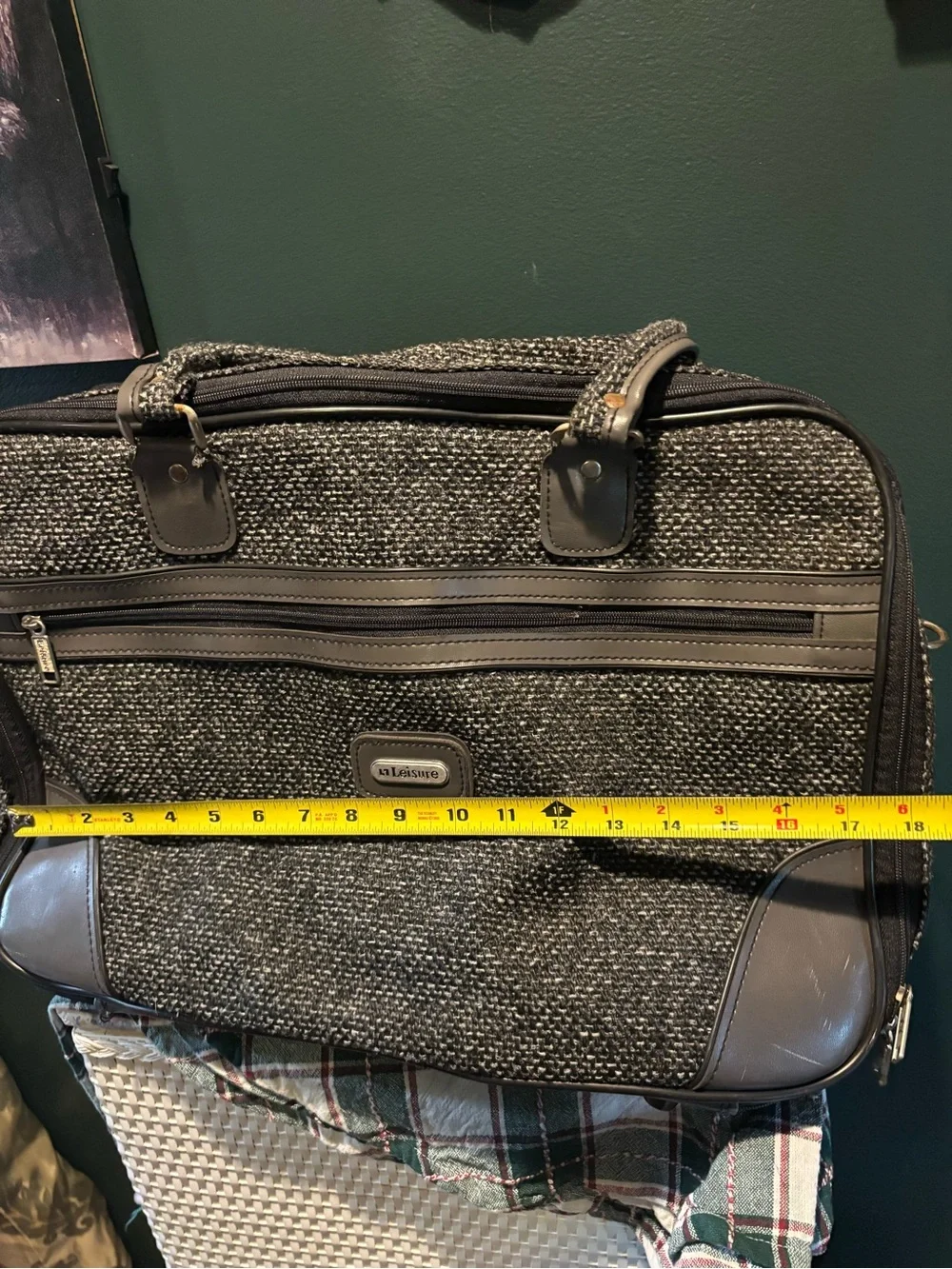 Vintage Leisure Luggage Gray Tweed Travel Tote